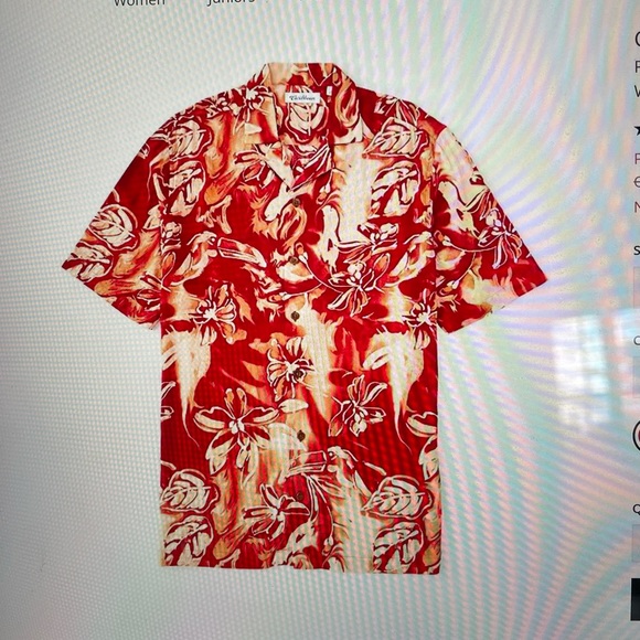 Caribbean Paradise Collection Printed True Red Short Sleeve Shirt NWOT - Picture 1 of 3